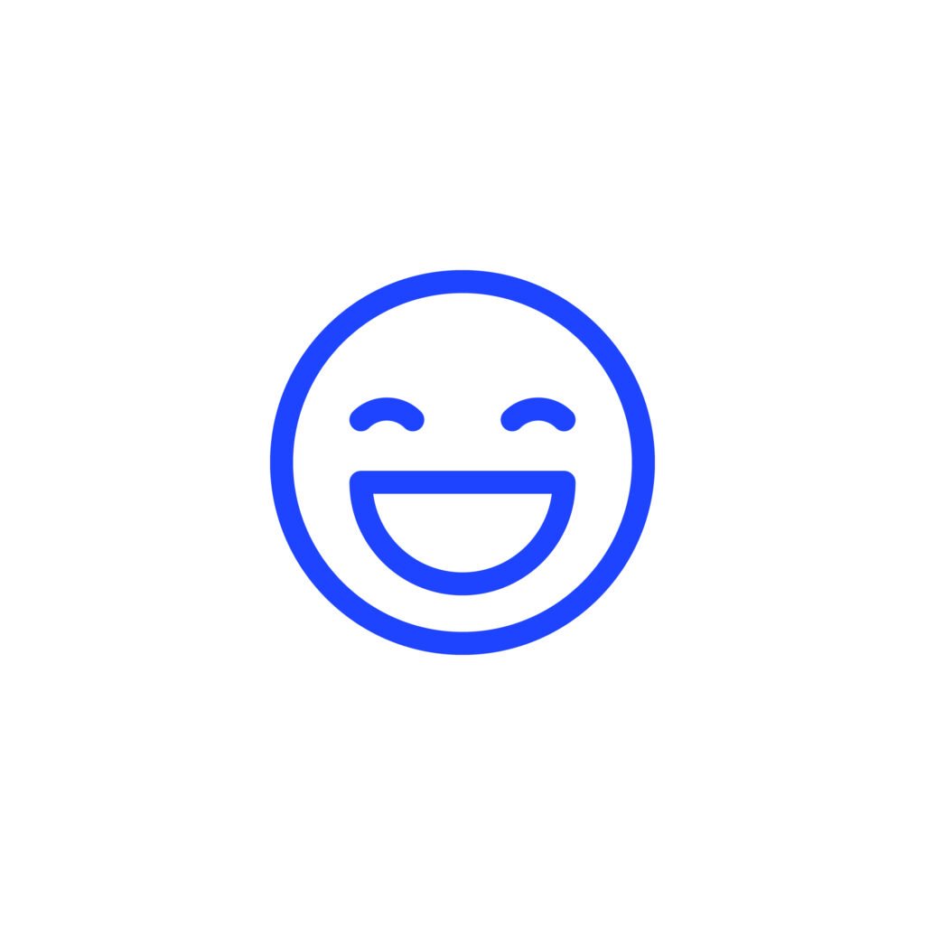 Blue outline emoji icon symbolizing customer satisfaction and positive limo service experience.