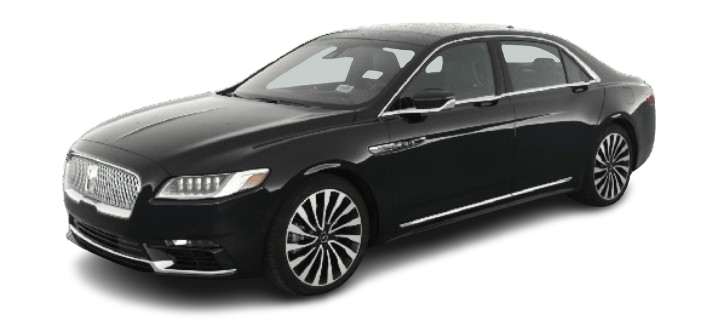 Black Lincoln Continental centered between luxury sedans, part of Summit Premier Limo’s executive fleet.